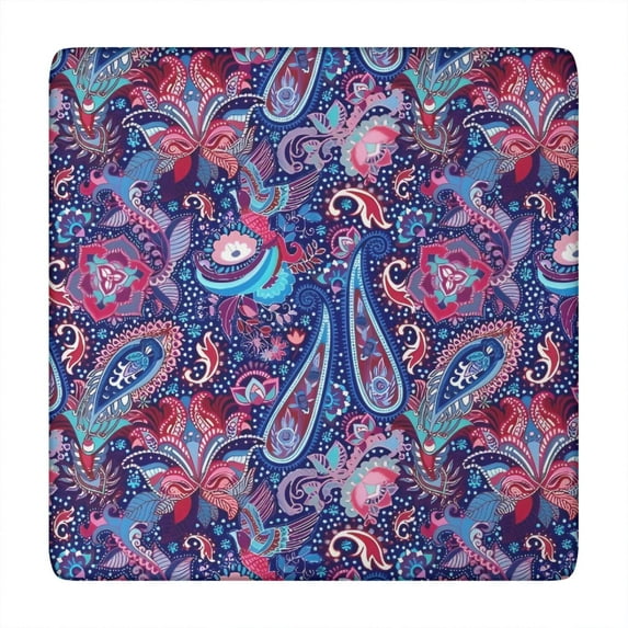 Vibrant Boho Floral Elastic Tablecloth for Square Table Settings