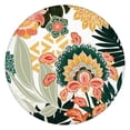 thumbnail image 1 of Vibrant Boho Floral Print Tablecloth - Elastic Hem Fits 52-56 Inch Round Tables - Stretchable Table Cover for Kitchen, 1 of 7