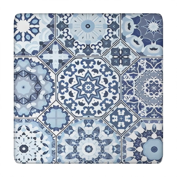 Vibrant Boho Pattern Tablecloth with Stretch Fit Design for 34 Inch Square Indoor Outdoor Table Protection
