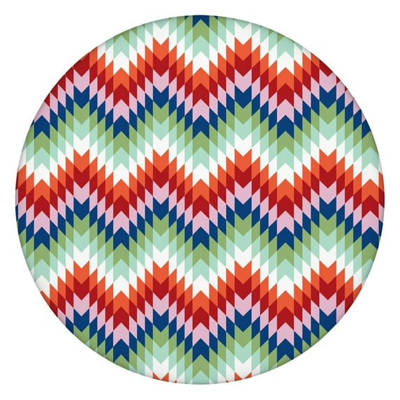 Vibrant Boho Tablecloth with Elastic Hem and Floral Pattern, Stretch Fit for Round Tables 52-56 Inches, Durable Fabric