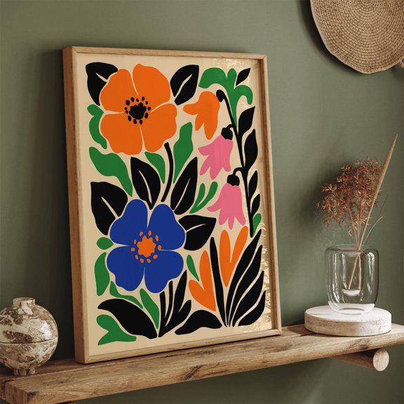 Vibrant Bold Floral Modern Unframed Paper Print