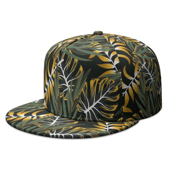 Vibrant Botanical Flat Brim Panel Hat - High Top Baseball Cap for Hip Hop Enthusiasts & Sports