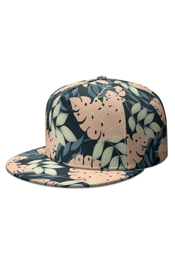 Vibrant Botanical Flat Brim Panel Hat - High Top Baseball Cap for Hip Hop Enthusiasts & Sports