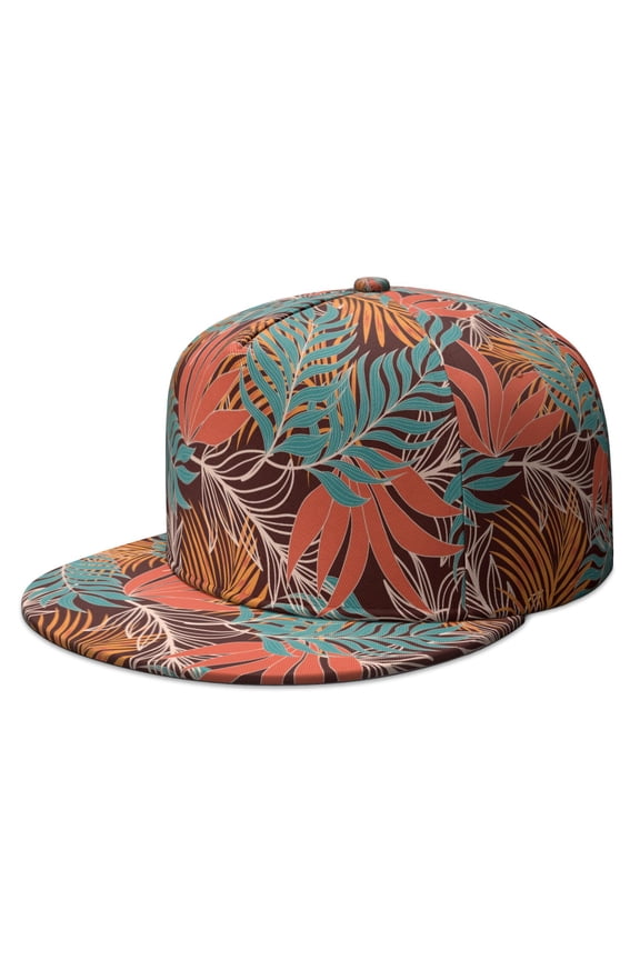 Vibrant Botanical Flat Brim Panel Hat - High Top Baseball Cap for Hip Hop Enthusiasts & Sports