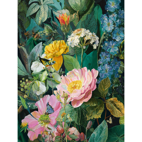 Vibrant Botanical Floral Butterfly Canvas Painting Wall Art for Living Room Bedroom Office Hotel Lobby Dining Room Decor