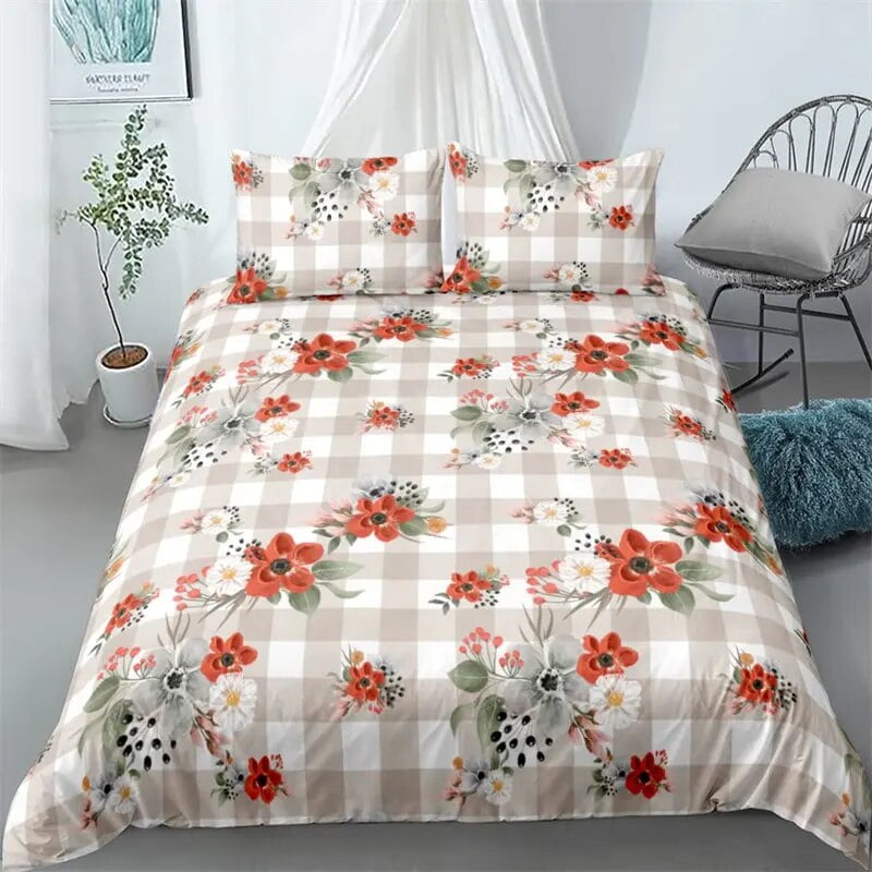 Vibrant Botanical Floral Duvet Cover Twin Size Lotus Flower Leaves