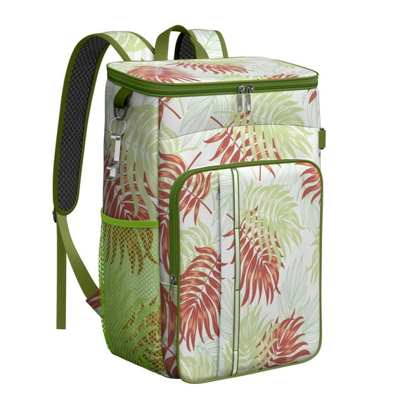 Vibrant Botanical Leafy Cooler Bag - 20L, Keeps Contents Cold/Hot 20 Hours, Great for Camping, Beach