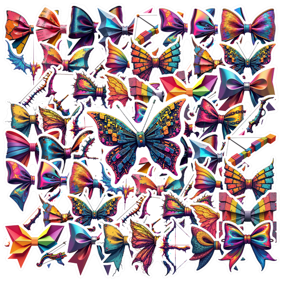 Vibrant Bow Stationery Stickers Butterfly Kids Stickers Toy PVC Sticker for Laptop Suitcase Phone