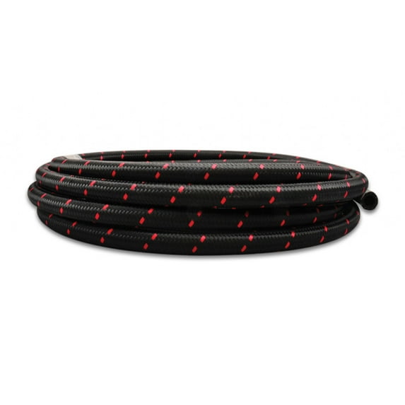 Vibrant Braided Flex Hose Two-Tone Black/Red Nylon -10 AN 5 Foot Roll | 11990R