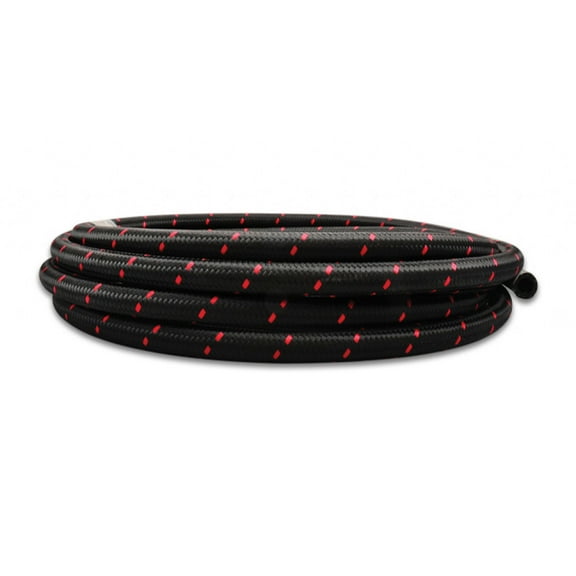 Vibrant Braided Flex Hose Two-Tone Black/Red Nylon -4 AN 10 Foot Roll