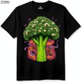 thumbnail image 1 of Vibrant Broccoli Graphic on Black T-Shirt Bold & Unique Design, 1 of 5