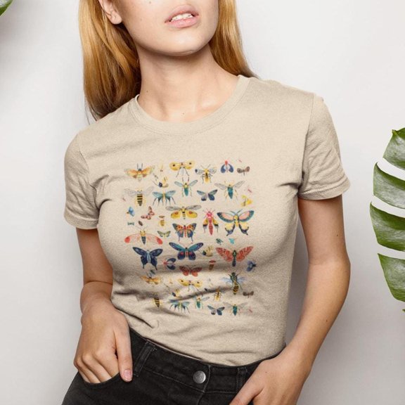 Vibrant Bugs and Moths Bella & Canvas "Women's Favorite" Slim Cut Tee, Insect Lover Gift, Women's Lightweight Cotton T-shirt, Forestcore