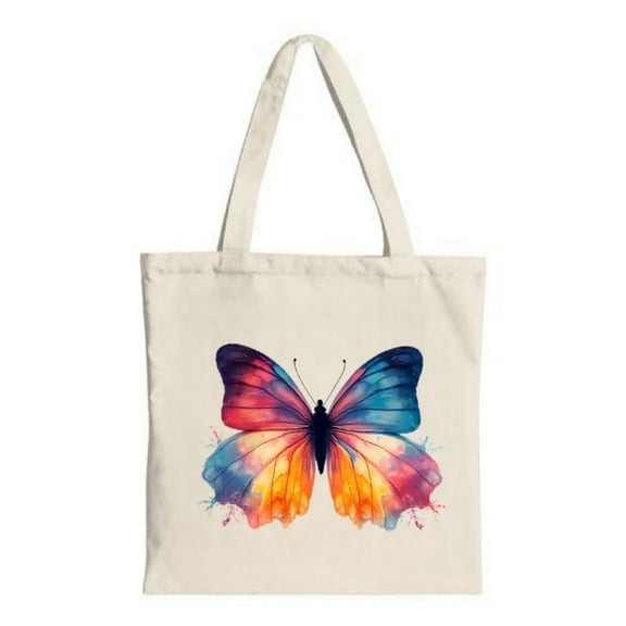 Vibrant Butterfly Canvas Tote Bag - Colorful Gradient Design Perfect for Shopping Travel & Parties Reusable & Stylish