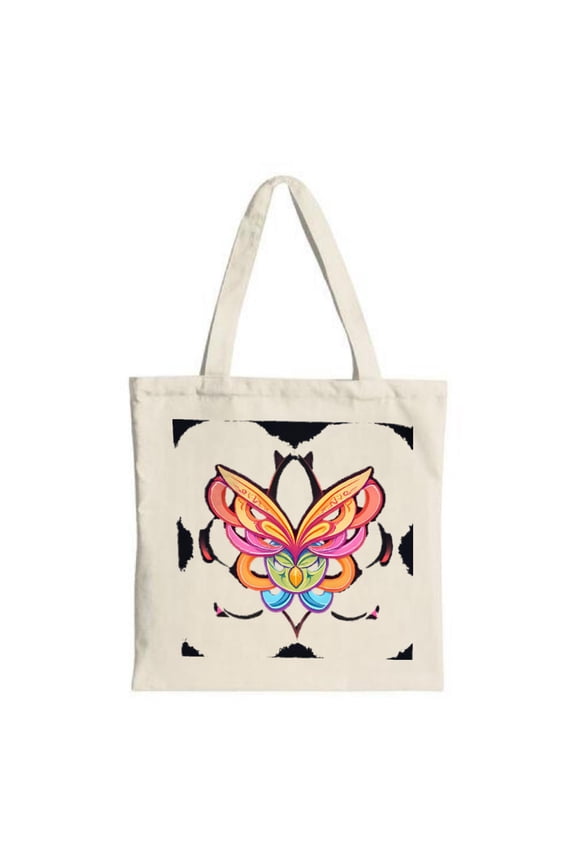 Vibrant Butterfly Canvas Tote Bag with Intricate Patterns Perfect for Shopping Travel & Parties - Modern Artistic Design