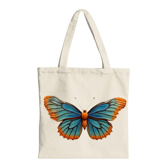 Vibrant Butterfly Design Canvas Tote Bag - Reusable Shopping Bag with Sturdy Handles Perfect for Parties Travel & Everyday Use