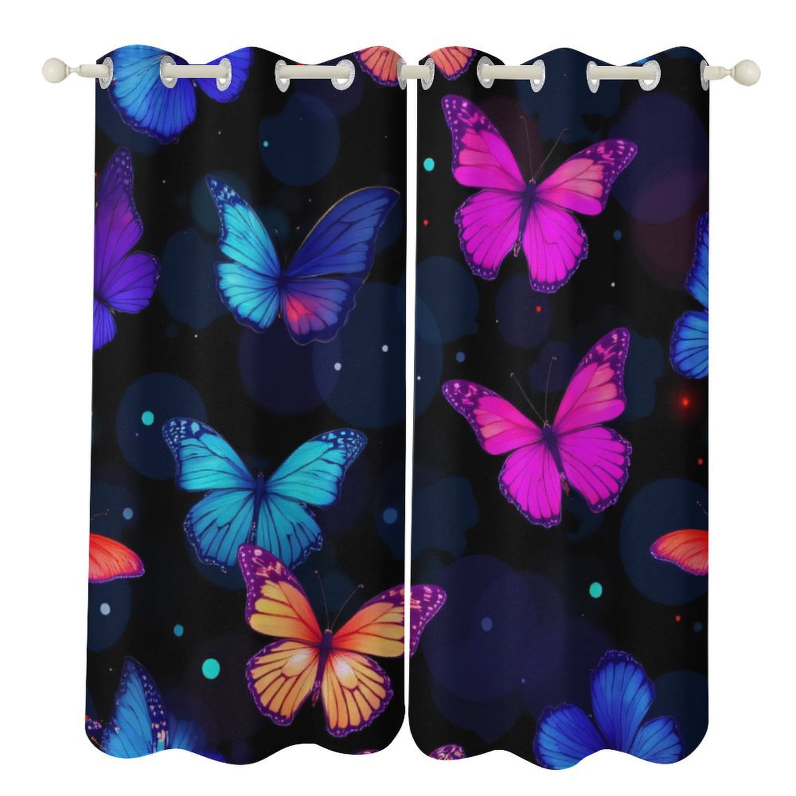 Vibrant Butterfly Pattern Blackout Window Curtains for Bedroom Living ...