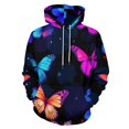 thumbnail image 1 of Vibrant Butterfly Pattern Men's Women Vintage 3D Hooded Sweatshirt - All-Season Loose Fit Streetwear, 1 of 6