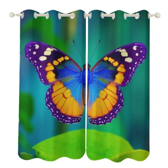 Vibrant Butterfly Print 2 Panels 3D Printing Pattern Curtain for Bedroom Living Room Kitchen Window Decoration Home