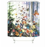 Vibrant Butterfly Shower Curtain Set: Waterproof Bathroom Decor with 12 Hooks