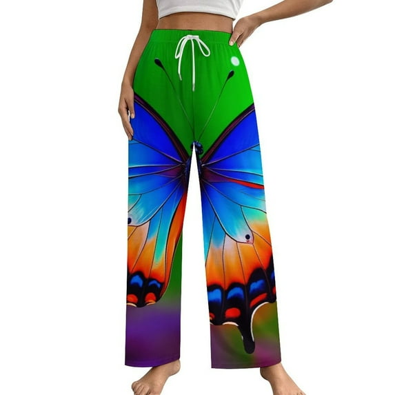 Vibrant Butterfly Wings Print-1 Pajama Pants Breathable with Pockets Pajamas For Lady Vintage Sleeping Pants Bedroom Homewear
