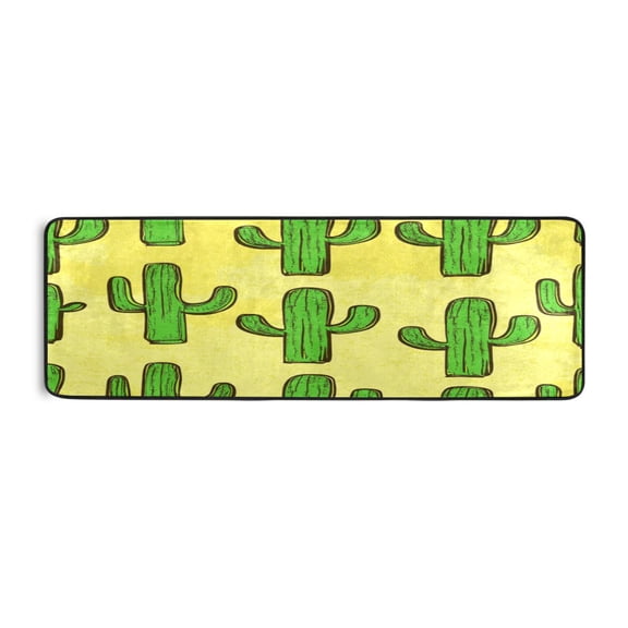 Vibrant Cacti 72x24" Runner Rug, Non-Slip Memory Foam Cushion, Anti-Crease for Hallways and Bedrooms