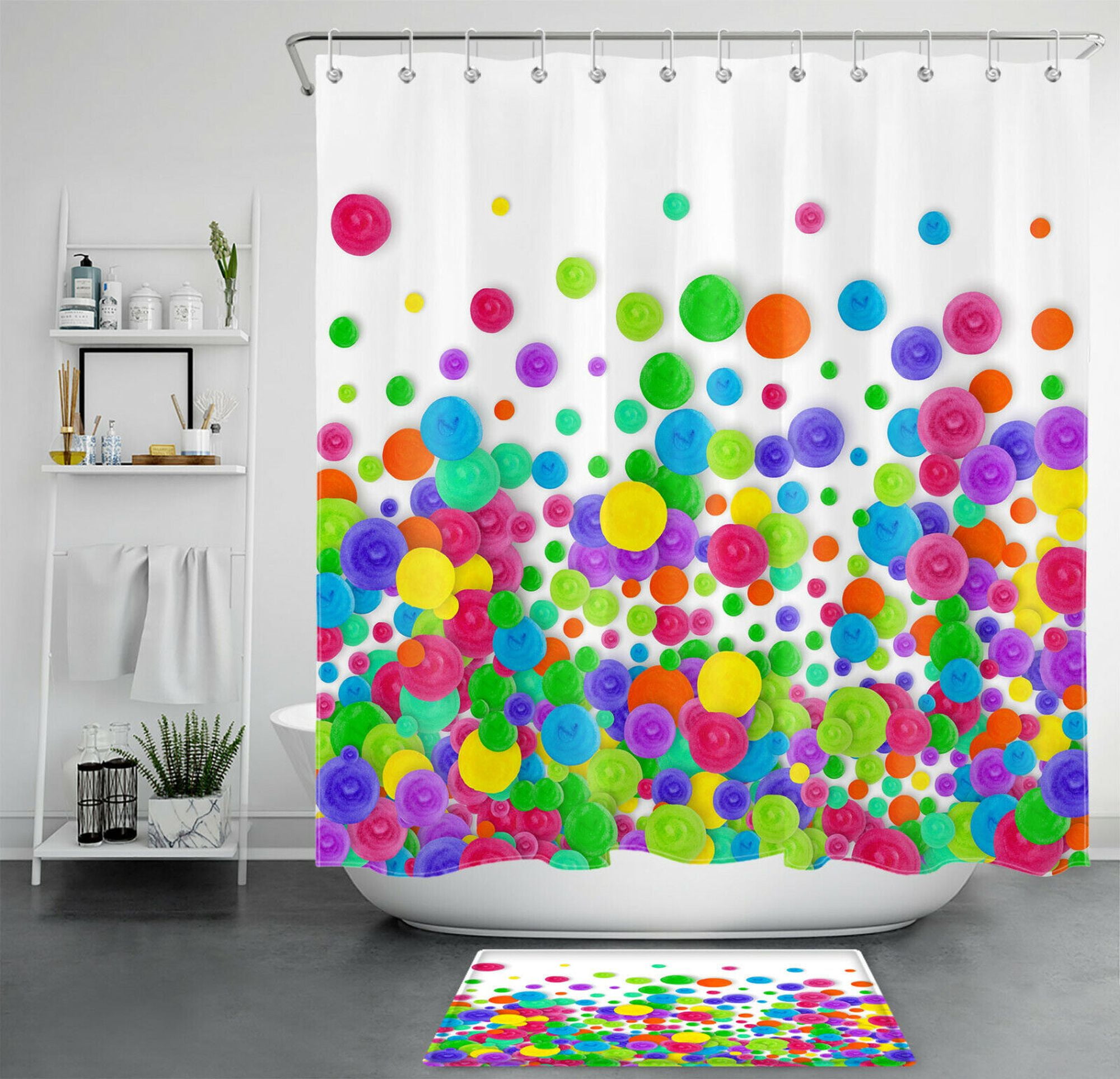 Vibrant CandyColored Polka Dot Shower Curtain Add a Pop of Color to