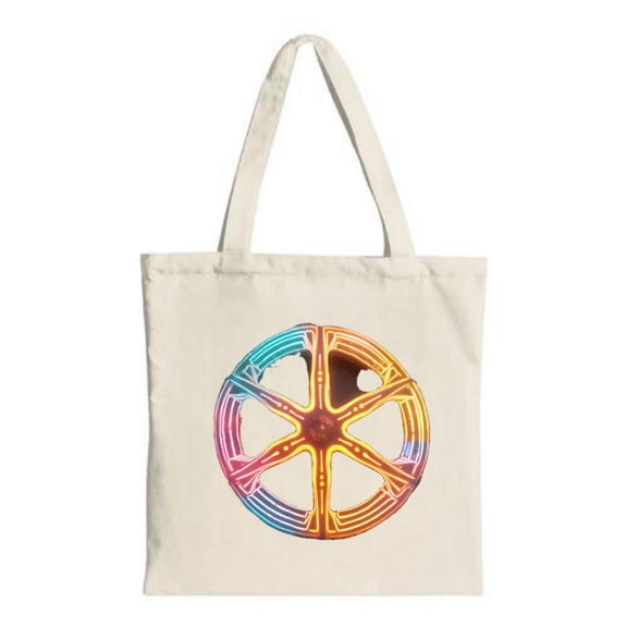 Vibrant Canvas Tote Bag with Colorful Gradient Wheel Design - Perfect for Shopping Travel and Parties - Stylish & Reusable