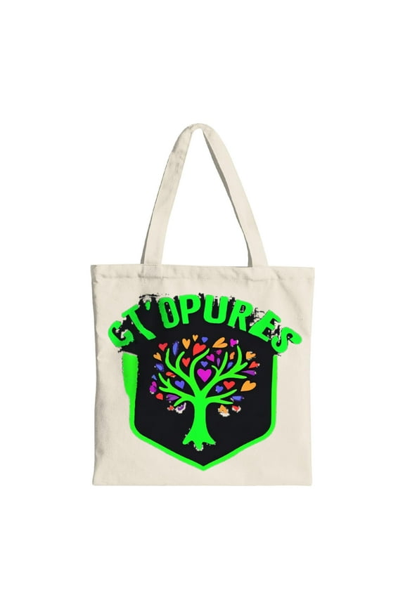 Vibrant Canvas Tote Bag with Colorful Heart & Butterfly Tree Design - Eco - Friendly Reusable Shopping Bag for Parties Travel & Everyday Use