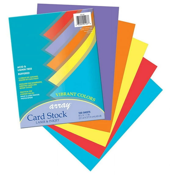 Vibrant Card Stock, 5 Assorted Colors, 8-1/2" x 11", 100 Sheets | Bundle of 5 Packs