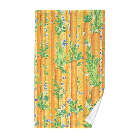 Vibrant Carrot Patch Bath Towel 100% Cotton Soft Thick High Absorbency Hand Face Towel Single Pack 16x28in