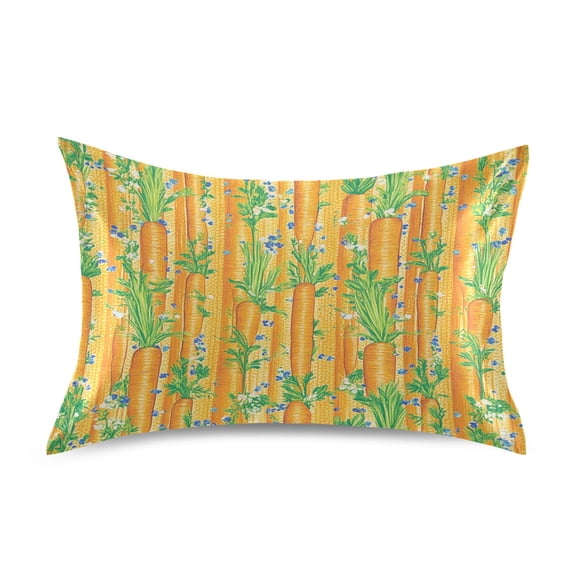 Vibrant Carrot Patch Queen Size Pillowcase Silky Smooth Finish Anti Wrinkle Design Easy Envelope Closure 20x30in