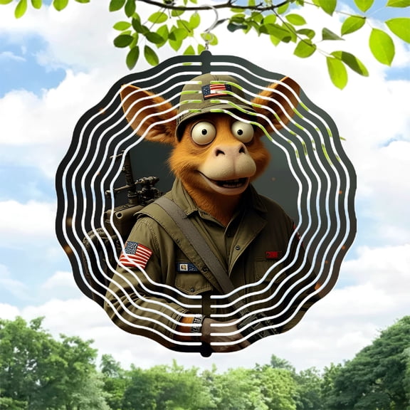 Vibrant Cartoon Animal Wind Spinner - Dynamic Wave Design for Yard & Garden - Metal Hanging Wind Chimes Decoration