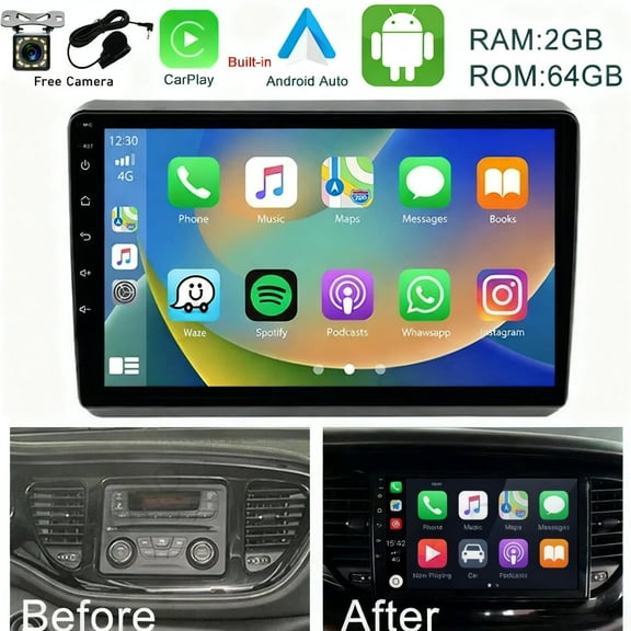 iSpchen Android 15 Car Radio Stereo for Dodge Dart 2012-2016, 9 inch Touch Screen Car Stereo Support Wireless CarPlay Andriod Auto, Bluetooth, GPS, SWC, WiFi, FM, HD Backup Camera