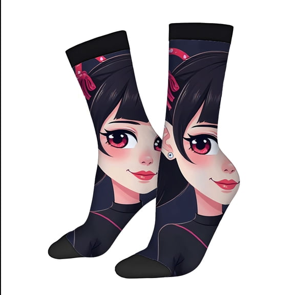 Vibrant Cartoon Character Socks 2 Pairs of Unisex Trendy Socks with Expressive Eyes & Cheerful Design for All Seasons
