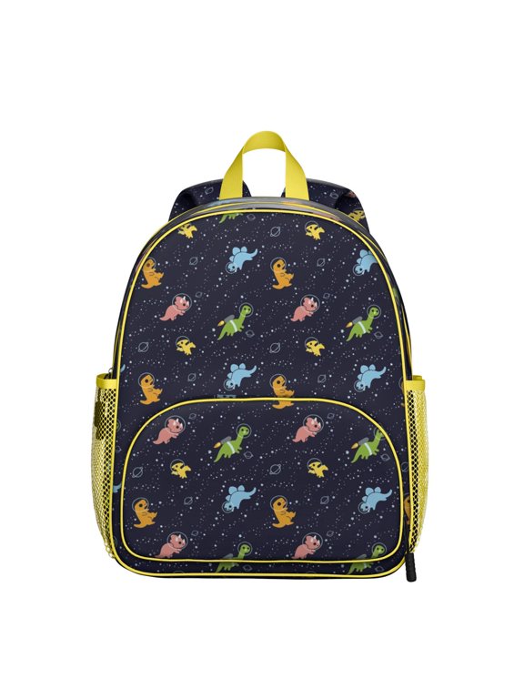 Vibrant Cartoon Dinosaur Student Backpack – Colorful Dino Print with Stars, Roaring T-Rex, Watercolor Jungle Art, and Cute Baby Dinosaur