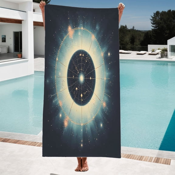 Vibrant Celestial Pattern Beach Towel - Soft Bath & Pool Towel for Women Perfect for Travel & Swimming Stylish Starry Design