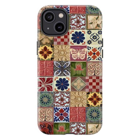 Vibrant Ceramic Tile Pattern Phone Case, Retro Portuguese Azulejo Patchwork Cover for iPhone 17 16 15 14 13 12 11 Pro Plus Mini