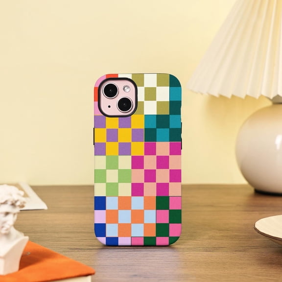 Vibrant Checkered Grid Pattern Trendy Phone Case iPhone 17 11 12 13 14 15 17 Pro Max