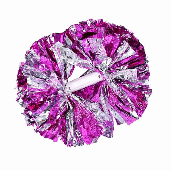 Vibrant Cheer Pom Poms Handheld Spirit Cheer Balls Dance Aerobics Party Decor Accessory, Rose Silver