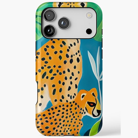 Vibrant Cheetah Mother Cub Jungle Wildlife for iPhone Case 11 through 17 Pro Max