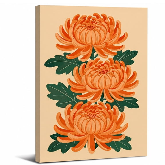 Vibrant Chrysanthemums Canvas Wall Art Framed Bathroom Decor,perfect for bathroom bedroom or living room decor beautiful wall artwork,8x12in