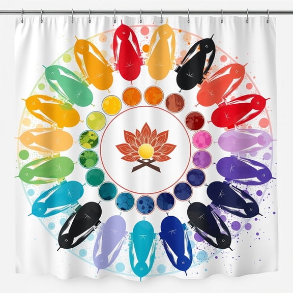 Vibrant Circular Design Shower Curtain with Colorful Abstract Patterns