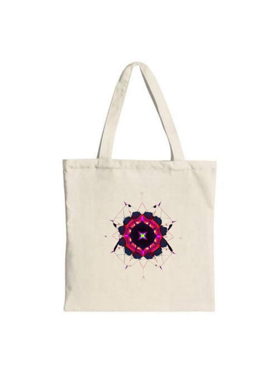 Vibrant Circular Pattern Tote Bag - Colorful Red Pink & Purple Design with Geometric Shapes - Perfect for Shopping Travel & Parties