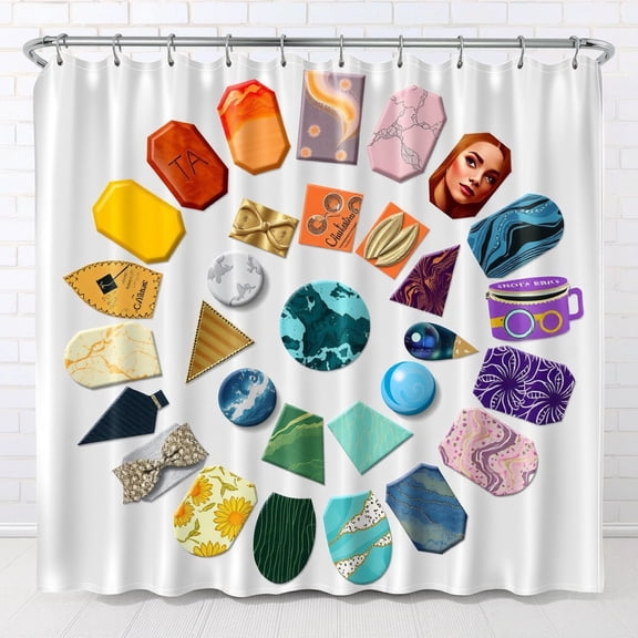 Vibrant Circular Shower Curtain with Colorful Patterns & Textures - Unique Design for Your Bathroom