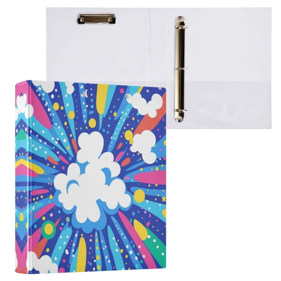 Vibrant Clouds 3 Ring Hardcover Binders 1.5in Round Rings for Letter-Size Folder Paper Organizer Pockets for Office Student Recipe