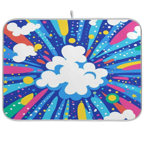 Vibrant Clouds Dish Drying Mat Kitchen Mats Microfiber Counter Absorbent Dish Pad Drainer Rack