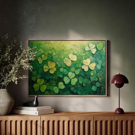 Vibrant Clover Meadow Wall Art - Lush Green Hangable Nature-Inspired Decor For A Refreshing Home Atmosphere Wall Art, Modern Wall Decor, 8x12 UNFRAMED