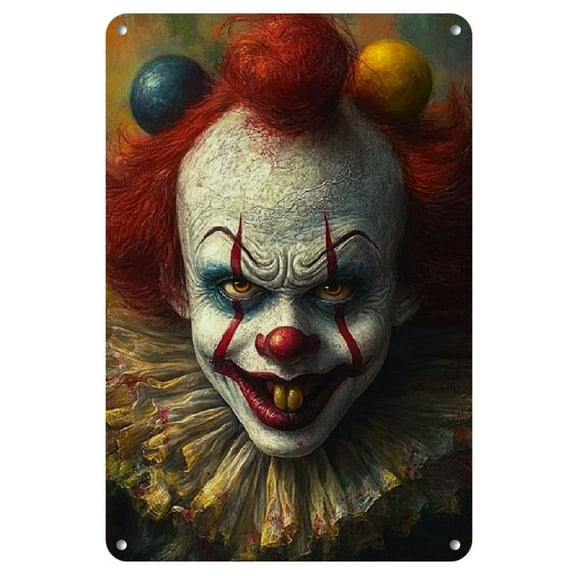 Vibrant Clown Face Digital Art Wall Decor - Unique Vintage-Inspired Iron Hanging, Colorful & Playful Home Accent, Easy to Install, No Power Required