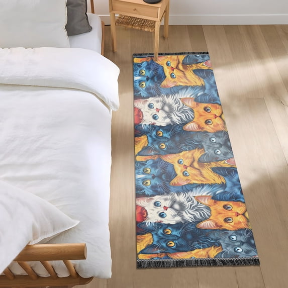 Vibrant Color Cute Cats Runner Area Rug 2x6 Soft Non-Slip Washable Bedside Carpet for Hallway Bedroom Living Room Home Decor