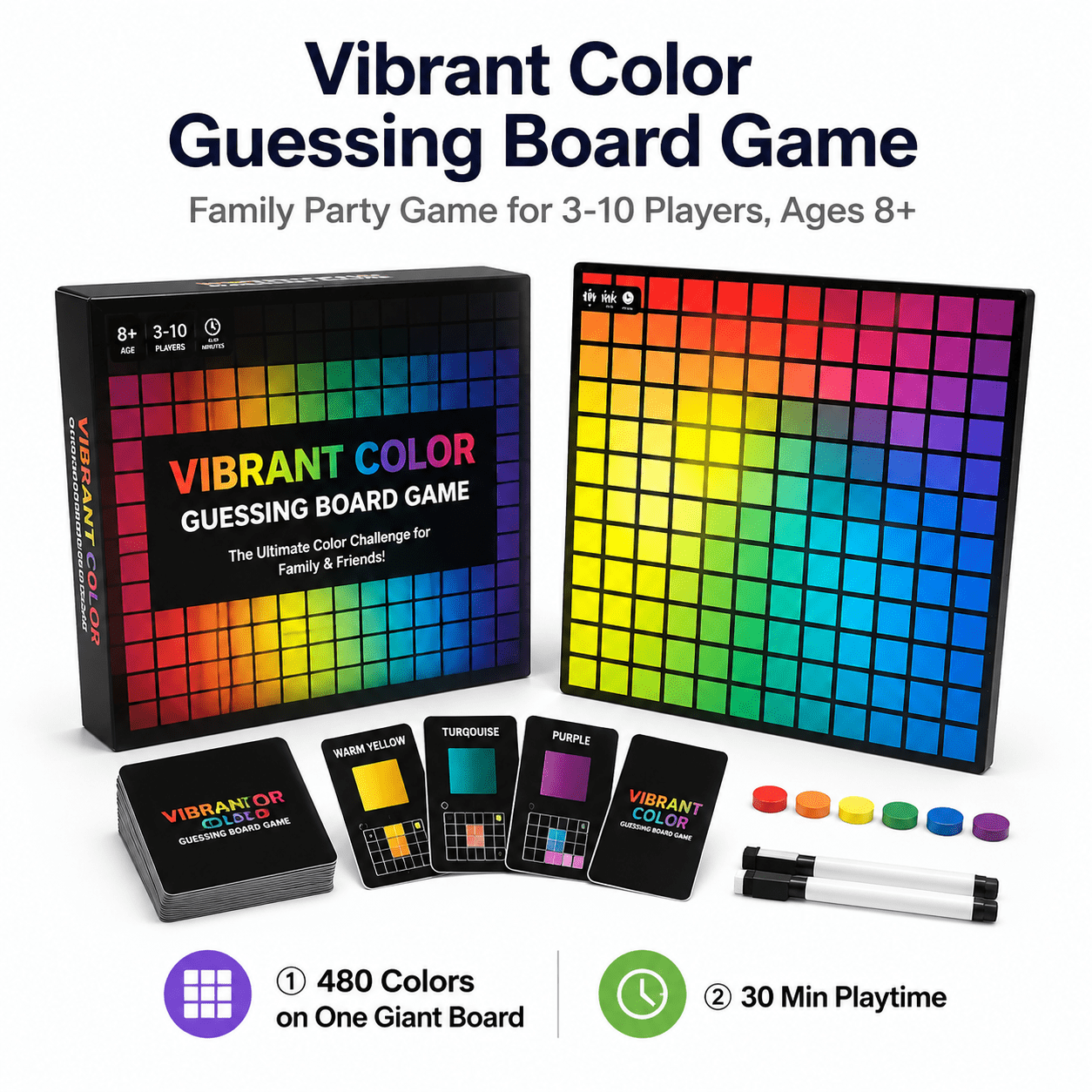 Color Guessing Board Game for 3-10 Players Ages 8+, Connect Clues and ...